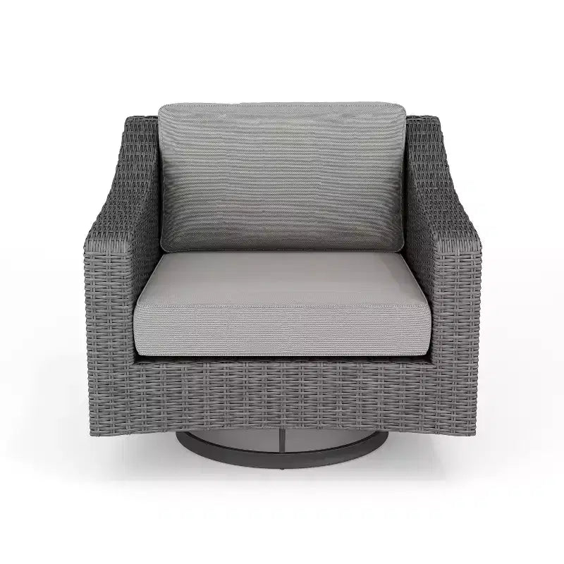 Martha Stewart Bedford Set of 2 Indoor-Outdoor Patio Chairs in Rattan Wicker with 360 Swivel and All-Weather Cushions