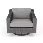 Martha Stewart Bedford Set of 2 Indoor-Outdoor Patio Chairs in Rattan Wicker with 360 Swivel and All-Weather Cushions