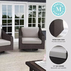 Martha Stewart Bedford Set of 2 Indoor-Outdoor Patio Chairs in Rattan Wicker with 360 Swivel and All-Weather Cushions