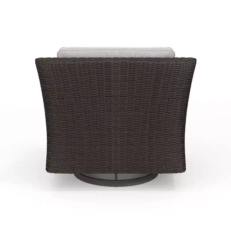 Martha Stewart Bedford Set of 2 Indoor-Outdoor Patio Chairs in Rattan Wicker with 360 Swivel and All-Weather Cushions
