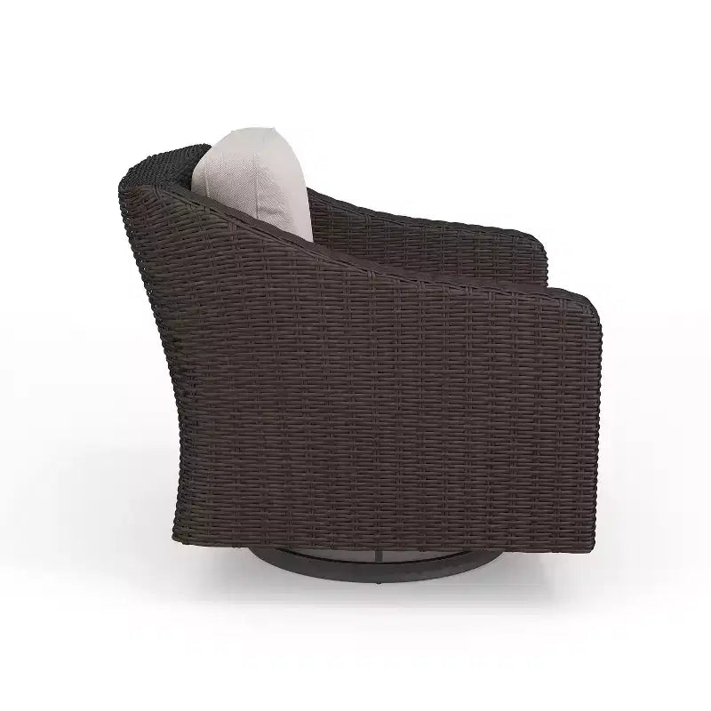 Martha Stewart Bedford Set of 2 Indoor-Outdoor Patio Chairs in Rattan Wicker with 360 Swivel and All-Weather Cushions