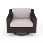 Martha Stewart Bedford Set of 2 Indoor-Outdoor Patio Chairs in Rattan Wicker with 360 Swivel and All-Weather Cushions