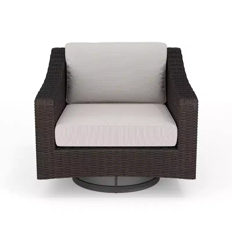 Martha Stewart Bedford Set of 2 Indoor-Outdoor Patio Chairs in Rattan Wicker with 360 Swivel and All-Weather Cushions