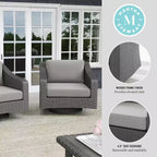 Martha Stewart Bedford Set of 2 Indoor-Outdoor Patio Chairs in Rattan Wicker with 360 Swivel and All-Weather Cushions