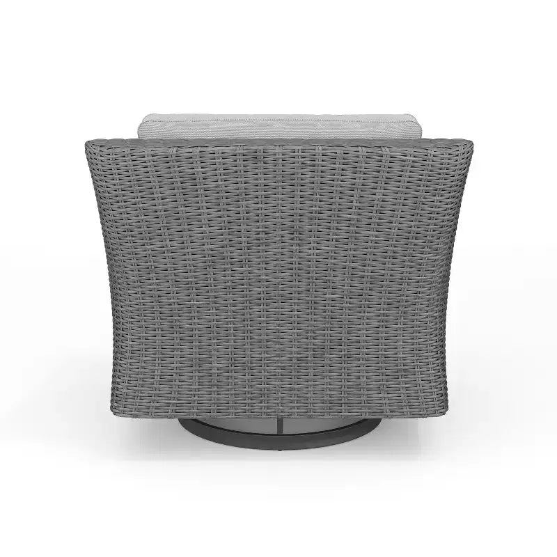 Martha Stewart Bedford Set of 2 Indoor-Outdoor Patio Chairs in Rattan Wicker with 360 Swivel and All-Weather Cushions