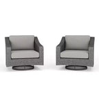 Martha Stewart Bedford Set of 2 Indoor-Outdoor Patio Chairs in Rattan Wicker with 360 Swivel and All-Weather Cushions