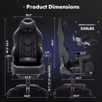 Sedia da Gaming in Ecopelle PU Anti-Sudore con Bracciolo Fisso Supporto Lombare Sedia Ergonomica con Braccioli Doppi e Poggiapiedi