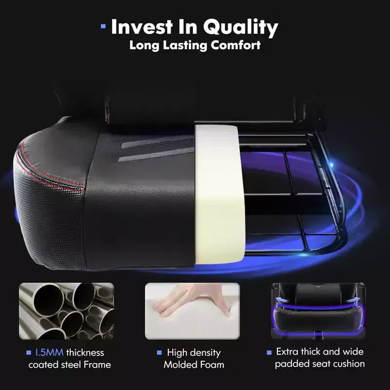 Sedia da Gaming in Ecopelle PU Anti-Sudore con Bracciolo Fisso Supporto Lombare Sedia Ergonomica con Braccioli Doppi e Poggiapiedi