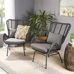 Christopher Knight Home Bechtel Outdoor Wicker Wrapped Club Chairs with Cushion (Set of 2)