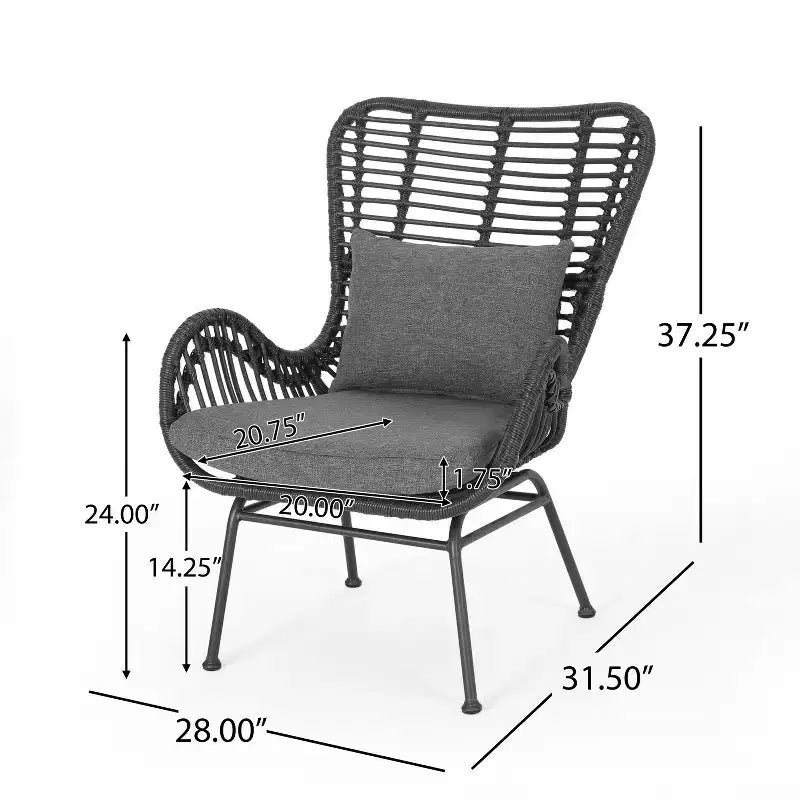 Christopher Knight Home Bechtel Outdoor Wicker Wrapped Club Chairs with Cushion (Set of 2)