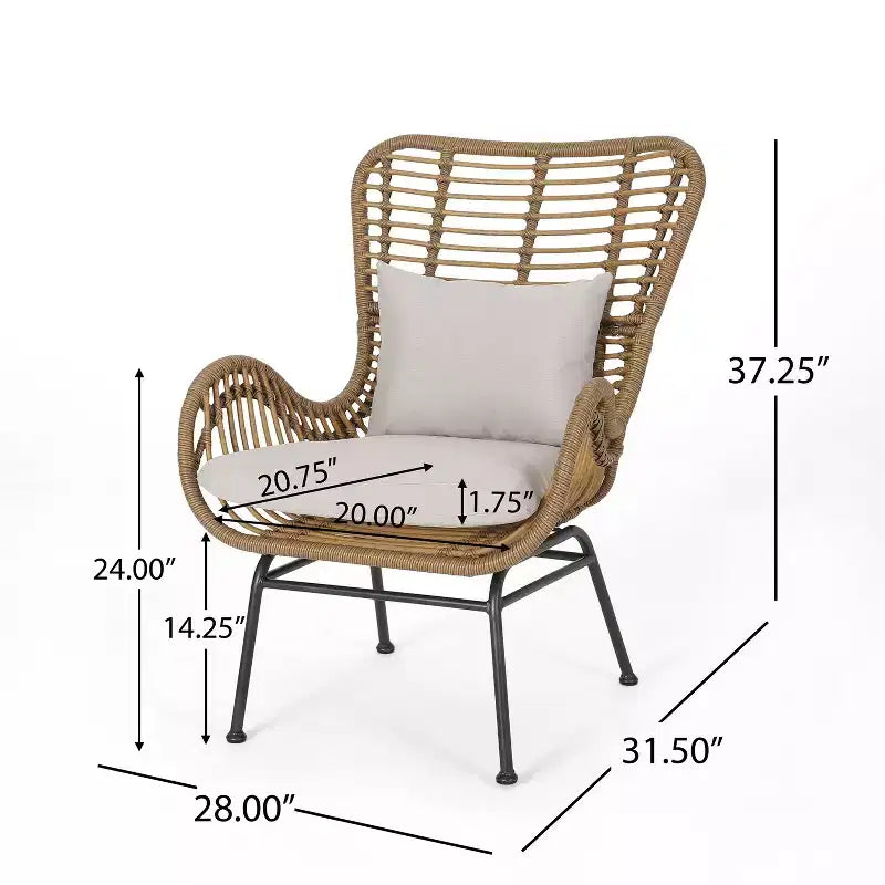 Christopher Knight Home Bechtel Outdoor Wicker Wrapped Club Chairs with Cushion (Set of 2)
