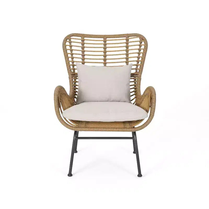 Christopher Knight Home Bechtel Outdoor Wicker Wrapped Club Chairs with Cushion (Set of 2)