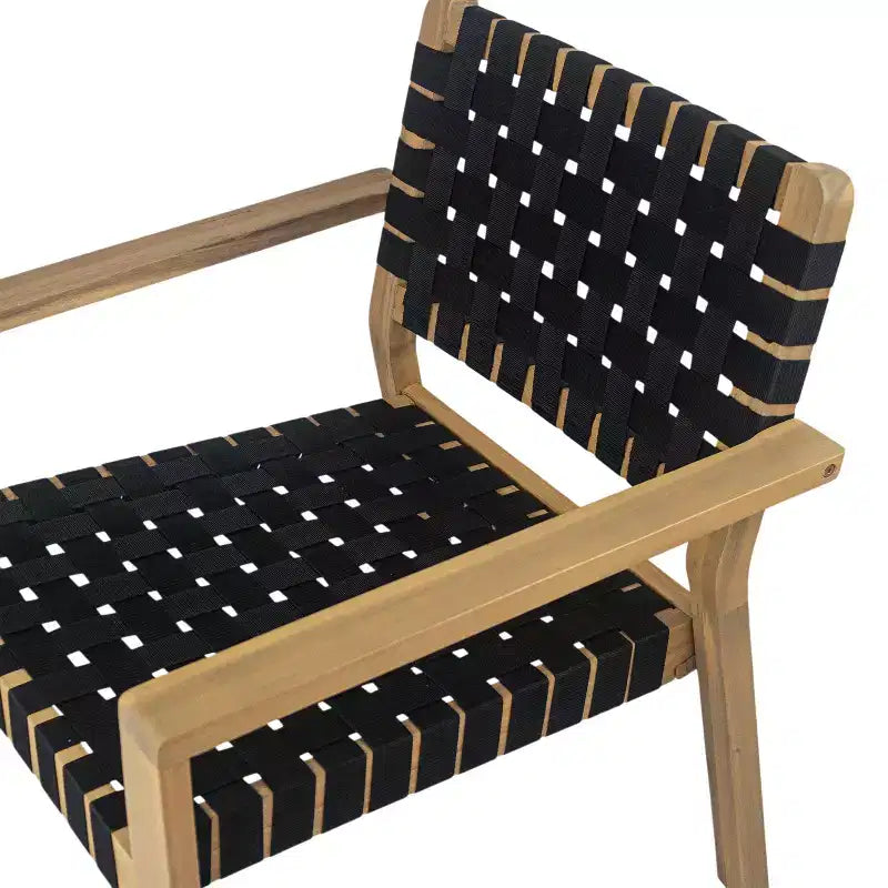 Patio Club Chair Loveseat Outdoor 2-Seater Sofa Armchair Outdoor Accent Chair, Acacia Wood&Woven Rope -ModernLuxe