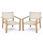 Patio Club Chair Loveseat Outdoor 2-Seater Sofa Armchair Outdoor Accent Chair, Acacia Wood&Woven Rope -ModernLuxe