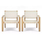 Patio Club Chair Loveseat Outdoor 2-Seater Sofa Armchair Outdoor Accent Chair, Acacia Wood&Woven Rope -ModernLuxe