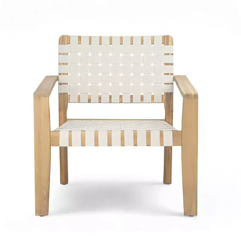 Patio Club Chair Loveseat Outdoor 2-Seater Sofa Armchair Outdoor Accent Chair, Acacia Wood&Woven Rope -ModernLuxe