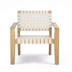 Patio Club Chair Loveseat Outdoor 2-Seater Sofa Armchair Outdoor Accent Chair, Acacia Wood&Woven Rope -ModernLuxe