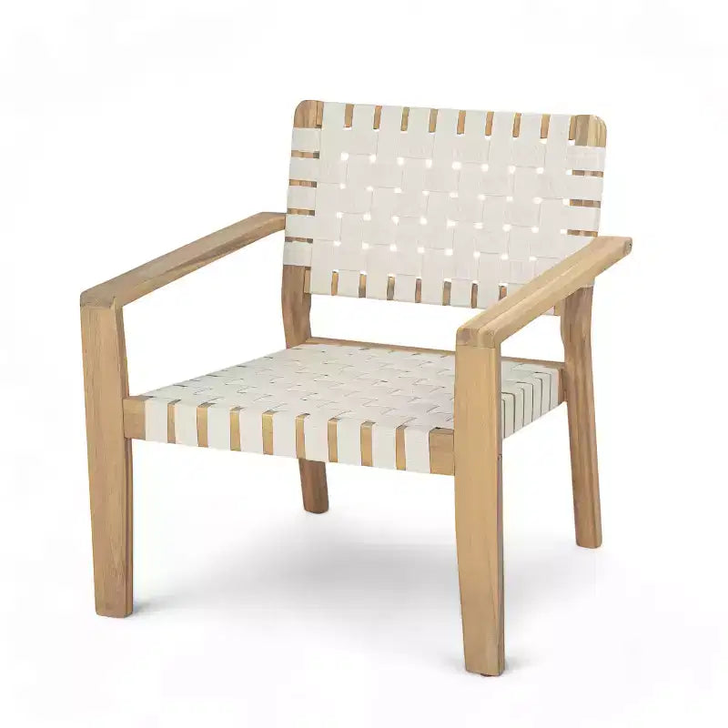 Patio Club Chair Loveseat Outdoor 2-Seater Sofa Armchair Outdoor Accent Chair, Acacia Wood&Woven Rope -ModernLuxe