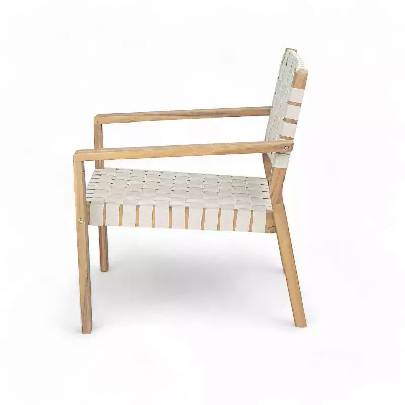 Patio Club Chair Loveseat Outdoor 2-Seater Sofa Armchair Outdoor Accent Chair, Acacia Wood&Woven Rope -ModernLuxe
