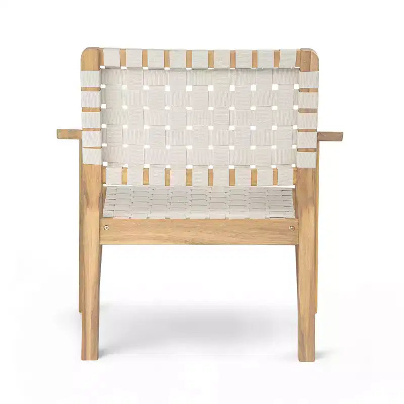 Patio Club Chair Loveseat Outdoor 2-Seater Sofa Armchair Outdoor Accent Chair, Acacia Wood&Woven Rope -ModernLuxe
