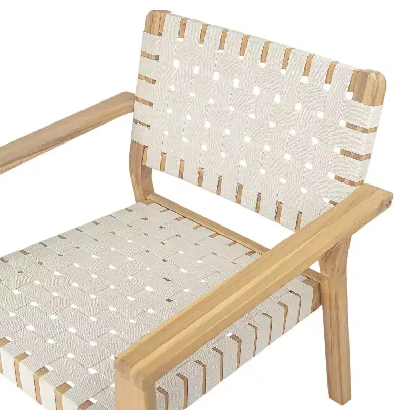 Patio Club Chair Loveseat Outdoor 2-Seater Sofa Armchair Outdoor Accent Chair, Acacia Wood&Woven Rope -ModernLuxe