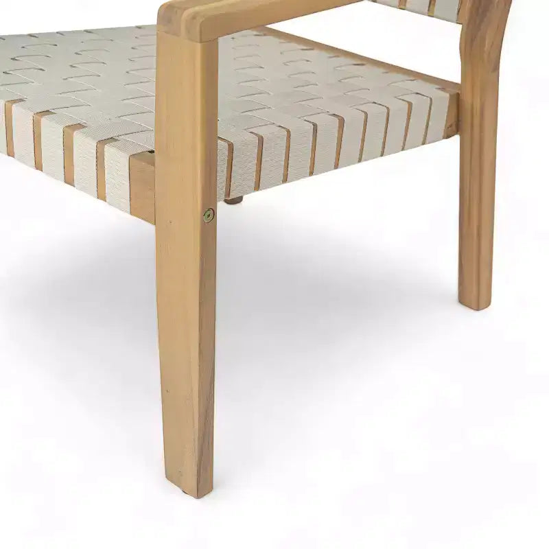 Patio Club Chair Loveseat Outdoor 2-Seater Sofa Armchair Outdoor Accent Chair, Acacia Wood&Woven Rope -ModernLuxe