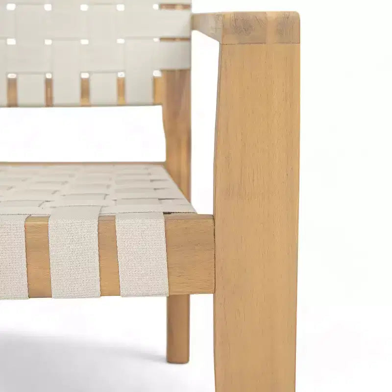Patio Club Chair Loveseat Outdoor 2-Seater Sofa Armchair Outdoor Accent Chair, Acacia Wood&Woven Rope -ModernLuxe