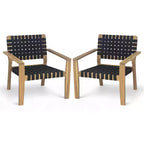 Patio Club Chair Loveseat Outdoor 2-Seater Sofa Armchair Outdoor Accent Chair, Acacia Wood&Woven Rope -ModernLuxe
