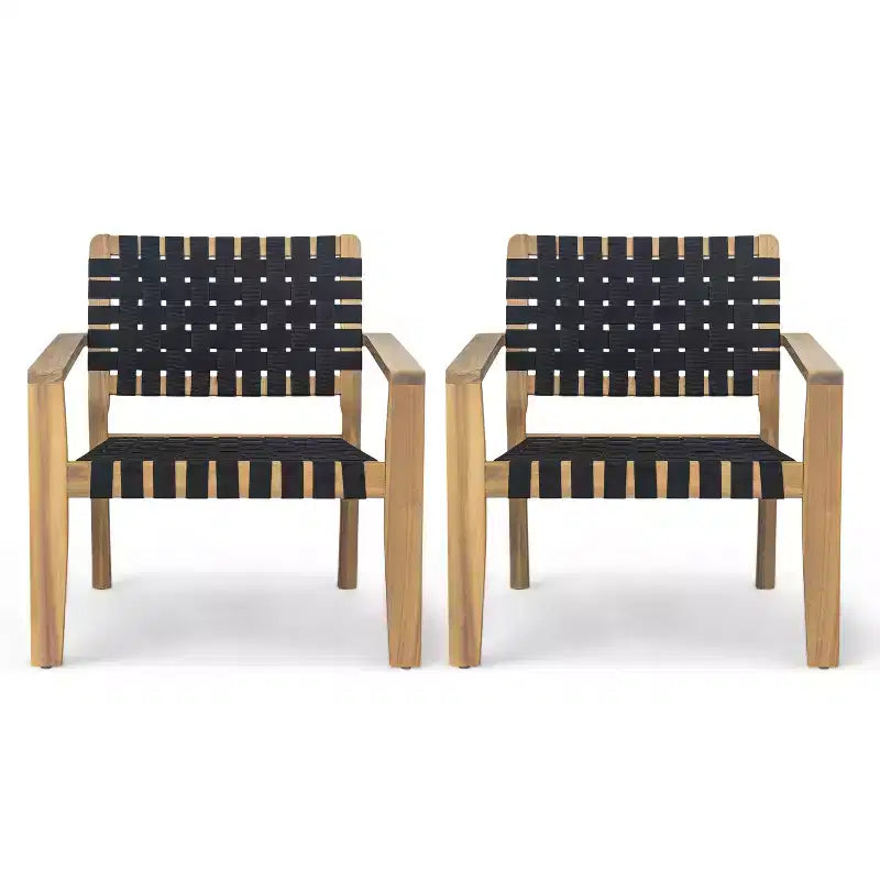 Patio Club Chair Loveseat Outdoor 2-Seater Sofa Armchair Outdoor Accent Chair, Acacia Wood&Woven Rope -ModernLuxe