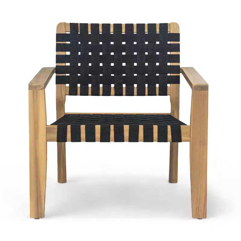 Patio Club Chair Loveseat Outdoor 2-Seater Sofa Armchair Outdoor Accent Chair, Acacia Wood&Woven Rope -ModernLuxe