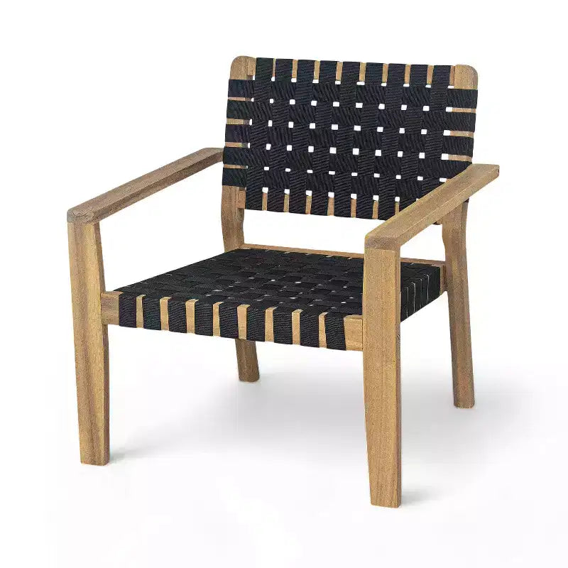 Patio Club Chair Loveseat Outdoor 2-Seater Sofa Armchair Outdoor Accent Chair, Acacia Wood&Woven Rope -ModernLuxe