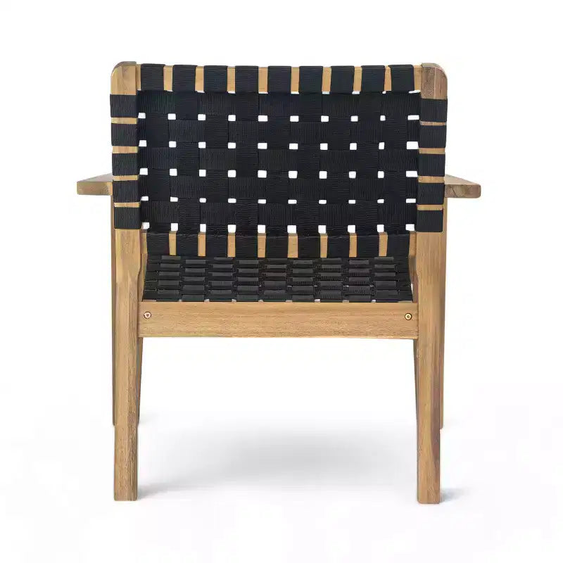 Patio Club Chair Loveseat Outdoor 2-Seater Sofa Armchair Outdoor Accent Chair, Acacia Wood&Woven Rope -ModernLuxe