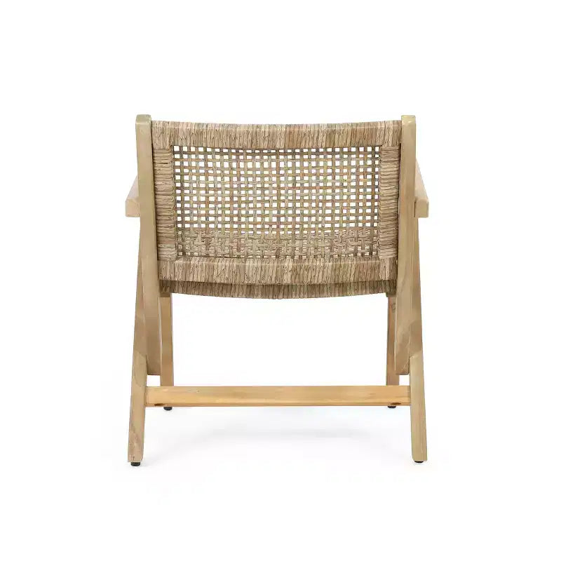 GDFStudio Inez Outdoor Wicker Club and Acacia Wood Chairs (Set of 2), Light Brown and Light Multibrown