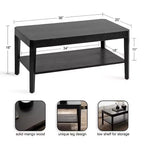 Kate and Laurel Talcott Rectangle Coffee Table, 36x20x18, Black