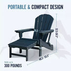 Trappers Peak Adjustable Folding Adirondack Chair with Footrest and Backrest, Blue  Outdoor Lounge Seat for Patio and Deck Furniture