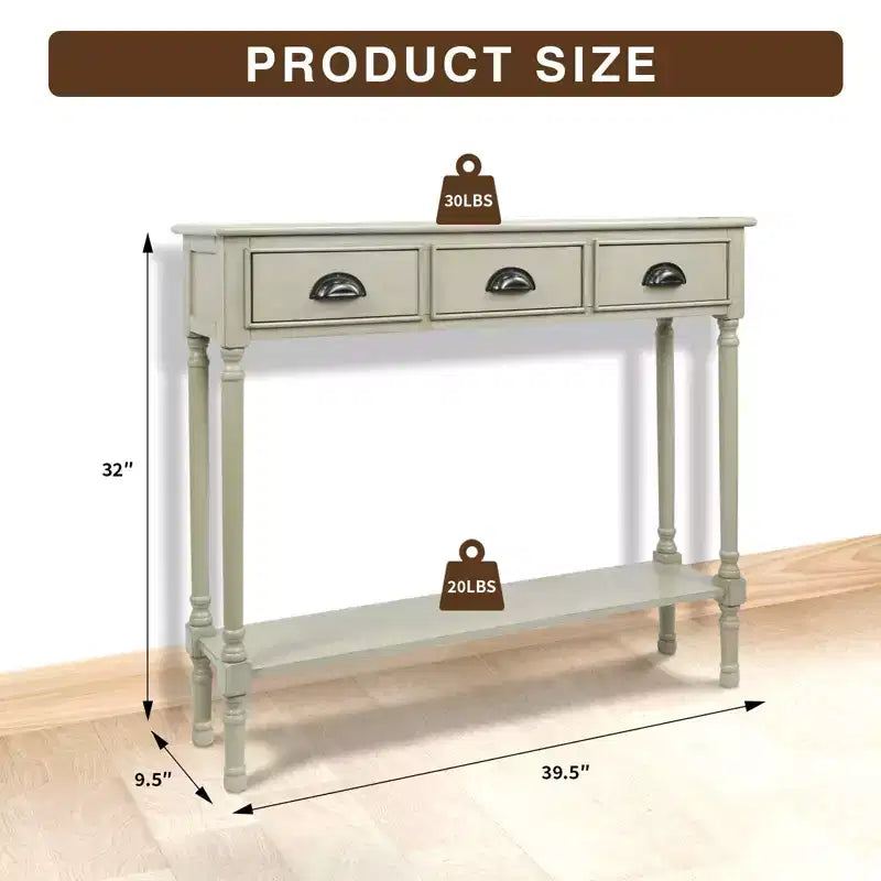 Urbanest Console Table with 3 Drawers, 39.5 Wide, 32 Tall, 9 Deep