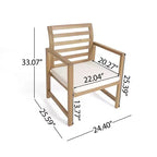 Christopher Knight Home Abraham Outdoor Acacia Wood Club Chairs with Cushion (Set of 2), Natural/Cream