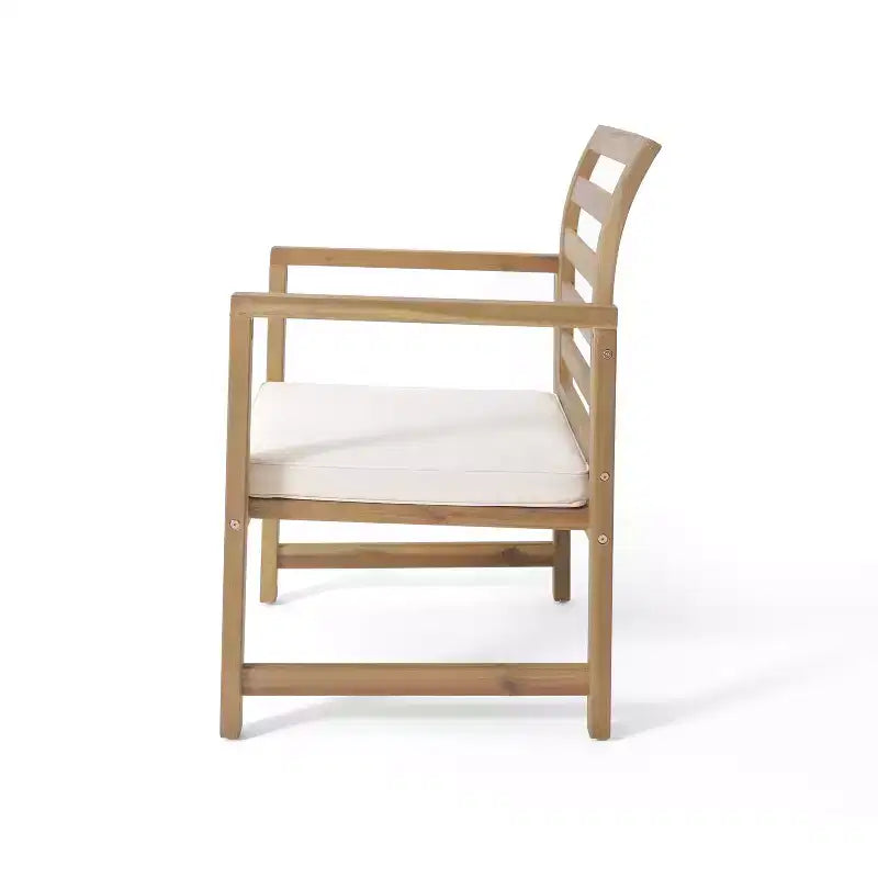 Christopher Knight Home Abraham Outdoor Acacia Wood Club Chairs with Cushion (Set of 2), Natural/Cream