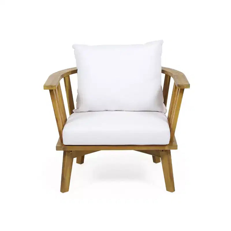 GDFStudio Dean Poltrone da esterno in legno di acacia con cuscini, bianco/teak