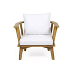 GDFStudio Dean Poltrone da esterno in legno di acacia con cuscini, bianco/teak