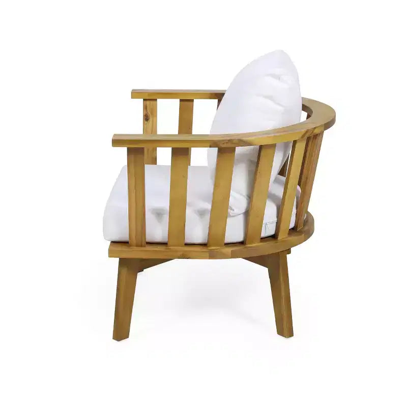 GDFStudio Dean Poltrone da esterno in legno di acacia con cuscini, bianco/teak