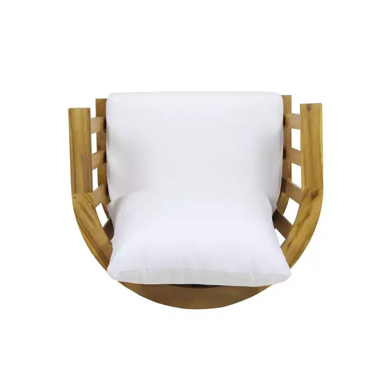 GDFStudio Dean Poltrone da esterno in legno di acacia con cuscini, bianco/teak