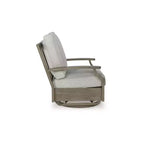 Signature Design by Ashley Rainier Ranch - Poltrona Girevole da Esterno con Cuscini in Schiuma per Tutte le Stagioni, Beige (1 Sedia)