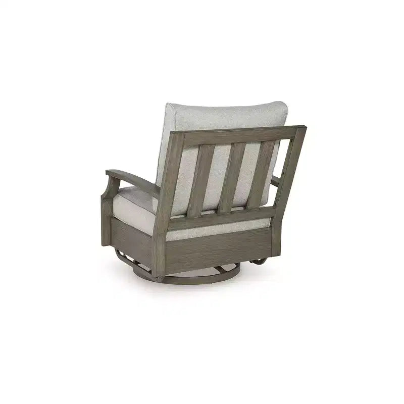 Signature Design by Ashley Rainier Ranch - Poltrona Girevole da Esterno con Cuscini in Schiuma per Tutte le Stagioni, Beige (1 Sedia)