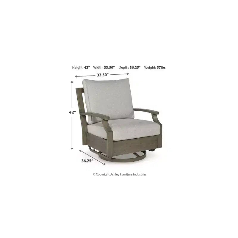 Signature Design by Ashley Rainier Ranch - Poltrona Girevole da Esterno con Cuscini in Schiuma per Tutte le Stagioni, Beige (1 Sedia)