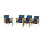 Christopher Knight Home Sedia Club da Esterno in Legno di Acacia con Cuscini (Set di 4)