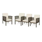 Christopher Knight Home Sedia Club da Esterno in Legno di Acacia con Cuscini (Set di 4)