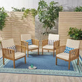 Christopher Knight Home Sedia Club da Esterno in Legno di Acacia con Cuscini (Set di 4)