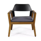Christopher Knight Home Soho Outdoor Acacia Wood and Iron Club Chairs with Cushion (Set of 2), Black/Dark Gray