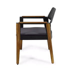 Christopher Knight Home Soho Outdoor Acacia Wood and Iron Club Chairs with Cushion (Set of 2), Black/Dark Gray